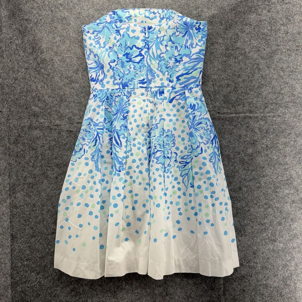 Lilly Pulitzer Womens Kenzie Strapless Dress Size 0 Blue Banquet Tea Sorority - Picture 7 of 16